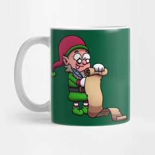 Christmas Elf Checking Christmas List Mug